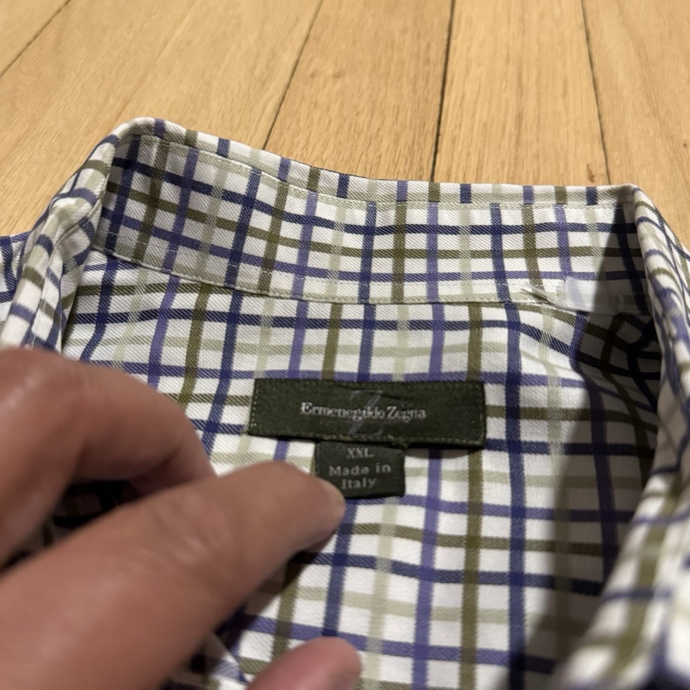 Vintage Ermenegildo Zegna Shirt Mens XXL Plaid  Button Down Classiccore Preppy‎ - Picture 3 of 8